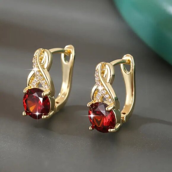 14K Gold Womens Hanging Drop 2ct Red Ruby Gemstone 1ct  display picture 1
